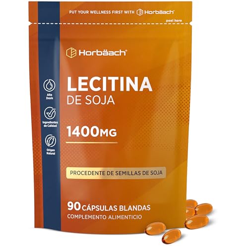 Lecitina de Soja Perlas 1400mg | 90 Comprimidos Blandos | Alta Dosis | Lecithin Capsules | Horbaach
