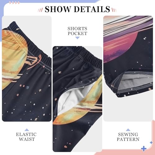 ZZXXB Space Planets Boys Long Pants Soft Trousers Elastic Waist Kids Lounge Bottoms with Pockets S-XL4