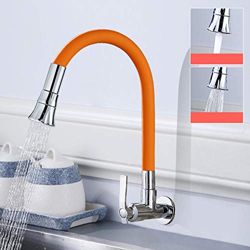 Robinet de cuisine encastré anti-encombrement en cuivre orange pour évier plat et piscine
