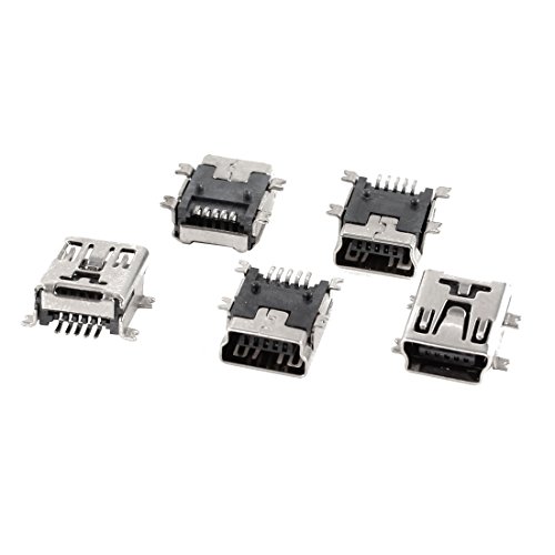 sourcingmap Lot de 5 Mini USB Type B Femelle 5 Broches PCB SMD SMT 180° Prise Jack