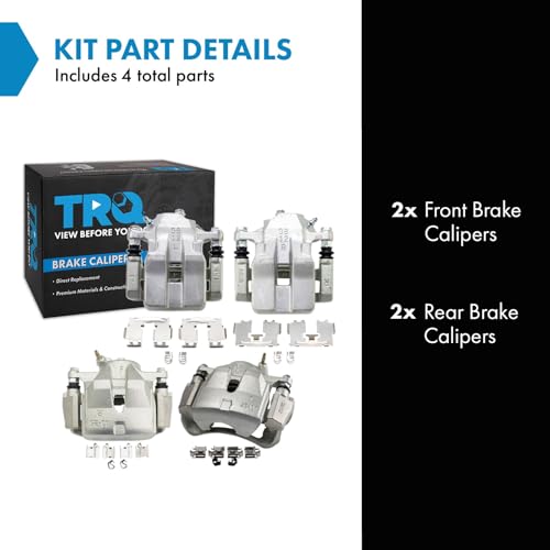 Image of TRQ Front and Rear Brake Caliper Set Zinc Coated Brackets Hardware Compatible with 2012-2018 Toyota RAV4