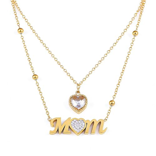 QUENLOOP Mom �l�b�N���X �����p �u���X���b�g �n�[�g�y���_���g ���ꂳ��W���G���[ ��̓� �a�����v���[���g �S�[���h �� Y �l�b�N���X, 40.5 Cm / 45 Cm + 5 Cm Extender, �X�e�����X�| �L���[�r�b�N�W���R�j