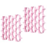 Aoolife Honeycomb Drawer Divider Storage, Adjustable Plastic Partition Organizers for Underwear Socks Ties Belts Scarves - 2 Set (Pink)