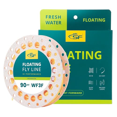 SF Fly Fishing Line with Two Welded Loops Weight Forward Floating Fly Lines Trout 90FT WF2 3 4 5 6 7 8 9F Multi-Color Freshwater Orange WF3F 90FT