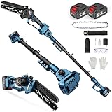 GEVEELIFE 2-in-1 Electric Pole Saw, Cordless Pole Saw & 6 Inch Brushless Mini Chainsaw with 2x 4.0Ah Battery, Pole Saws for Tree Trimming, 15-Foot Reach Extension Pole for Tree Branches Wood Cutting