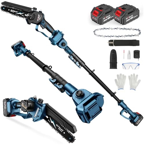 GEVEELIFE 2-in-1 Electric Pole Saw, Cordless Pole Saw & 6 Inch Brushless Mini Chainsaw with 2x 4.0Ah...