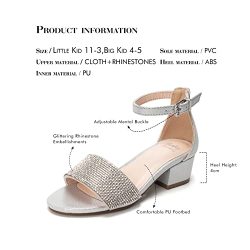 Image of FUNKYMONKEY Girls Low Heels Sandals Open Toes with Ankle Strap Rhinestone Dress Shoes for Kids