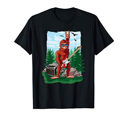 Funny Bigfoot Rock and Roll Guitar Lovers Gift T-Shirt