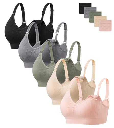 Image of HBselect Nursing Bras for Breastfeeding Maternity Bra Women Seamless Pregnancy Wireless Sleep Bralette with Extra Extenders