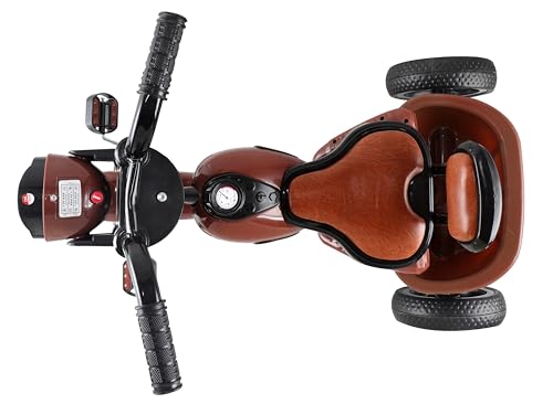 Image of JoyRide Ninja Plug N Play Durable Kids /Pedal Baby Tricycle, Storage Basket, Leather Seat, Led Headlight, Music for 18 Months to 5 Years Boys /Girls /Carrying Capacity Upto 30 Kgs (Brown)
