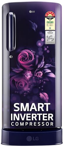 LG 185 L 5 Star Inverter Direct-Cool Single Door Refrigerator (GL-D201ABEU, Blue Euphoria, Base stand with drawer)