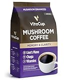 VitaCup Focus Mushroom Coffee Grounds, with Lions Mane, Chaga, B Vitamins, D3, Boost Focus,...