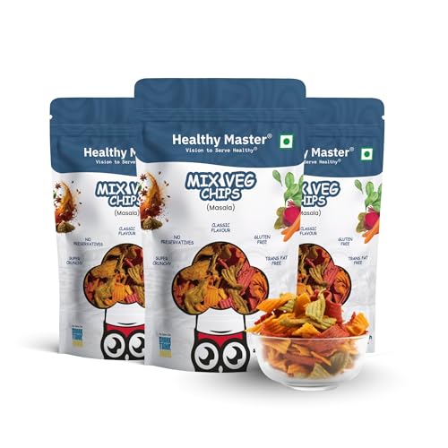Image of Healthy Master Mix Vegetable Chips Combo 300g (100g Each) Pack of 3 | Light & Crispy | High Protein Chips | Gluten-Free | No Maida, No Palm Oil | Low-Calorie | Healthy Snacks for Adults & Kids
