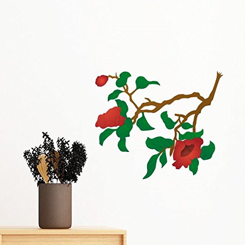 Papier peint autocollant amovible fleur rouge vert pour relooker un mur sans peindre