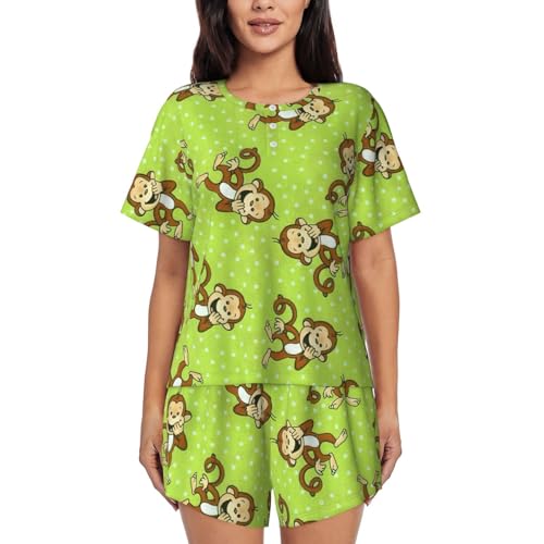 Pyjama vert Clever Singe femme résout le manque de confort avec son short doux à poches
