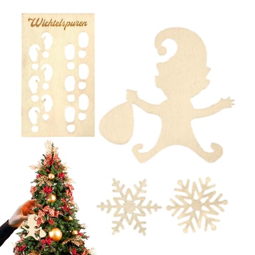 Plantilla de enano de Navidad – Plantilla de Huella para | Enanos de madera para, huellas de enano, plantilla, colgante de Navidad, accesorios de decoración de jardín y árbol