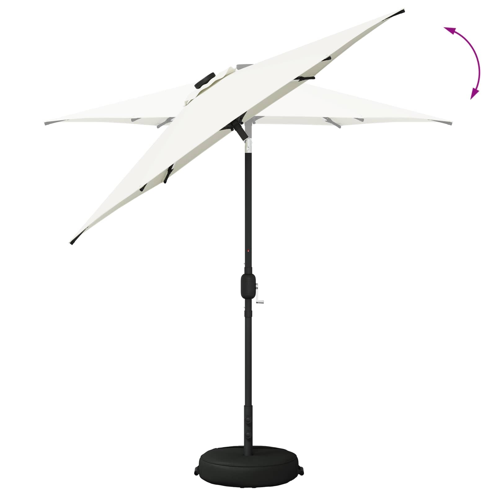 SYDE Ombrellone da giardino con luci LED e base, 230 x 230 cm