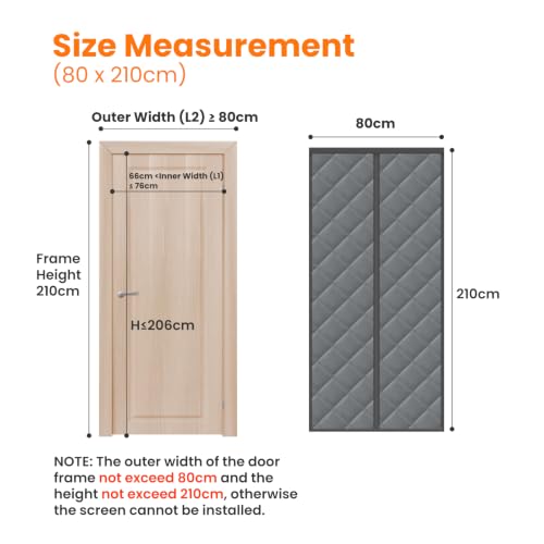 MYCARBON Wärmeschutzvorhang Tür, 80x210cm Magnet Thermo Türvorhang – Ansicht 2