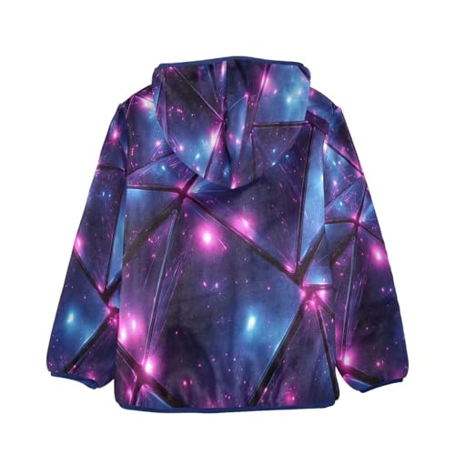 Blue and Pink Triangles Toddler Fleece Jacket Girl Boys Hooded Fleece Jacket Coat Warm Outwear Zip-up 3-10T2