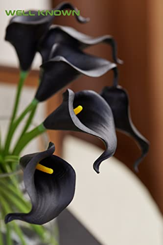 Well Known 20 Pcs Lily Flowers Artificial In Vase With Faux Water, Calla Lily Artificial Flowers Real Touch, Fake Flower Arrangements In Vase Artificial Centerpiece For Dining Room (Black) #TOP5