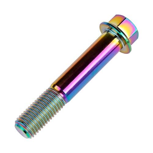 Image of Titanium Bolt M12 30 35 40 45 50 55 60 65 70 75 80 85 90mm Hex Small Flange Head for Motorcycle Car Modification Pack of 4 (M12x65mm Pitch 1.25, Multicolored)