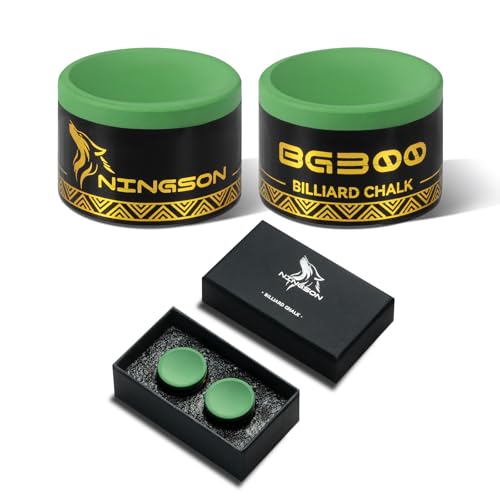NINGSON プールキューチョーク 2パック ナノビリヤードチョーク ラウンドキューチョーク、スムーズで残留物の少ないプールチョーク、ミスキューを減らす、耐久性のある長持ちするチョーク ビリヤードテーブル、バー、クラブ&ホーム用 – グリーンの商品画像（Amazon）
