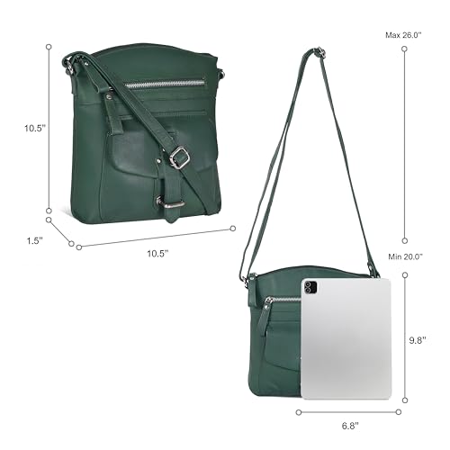 Image of Oak Leathers Leather Crossbody Bag For Women With Adjustable Sling Strap - Medium Size Crossover Shoulder Handbag Purse