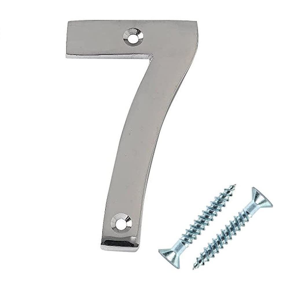 Merriway Chrome Bh03006 Polished Screw-On House Flat Gate Post Numeral 50 Mm (2 Inch) Number 7