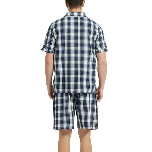 Vulcanodon Mens Cotton Pajama Set Short Sleeve, Button Down Pajama Set for Men Lightweight Men's Sleepwear2