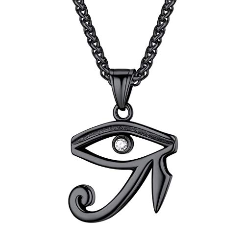 Collier œil d'Horus pendentif égyptien antique Anubis en argent pour homme et femme