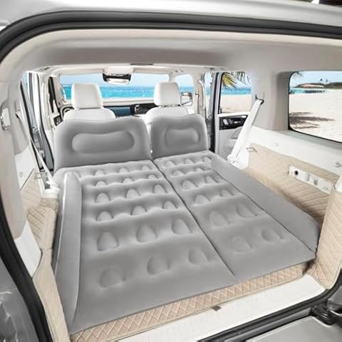 Conlia SUV Air Mattress - 6-Inch Thick Inflatable Car Mattress for Back Seat - Portable Car Camping Mattress with Large Valve Pump - Car Bed for Adults, Road Trips, and SUV Camping - Grey Cover