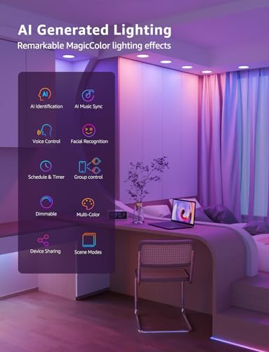 Lepro Bundle-R2 AI Smart LED Canless Light 6 Inch y Tira LED 32.8ft miniatura 6