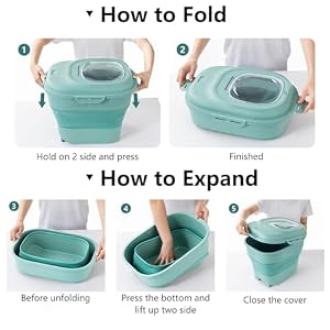 HBlife Dog Food Storage Container 15-30 LBs Collapsible Dog Food Container with Airtight Lids, Wheels, Scoop, Large Pet food Storage for Dog, Cat (Green) HBlife Dog Food Storage Container 15-30 LBs Collapsible Dog Food Container with Airtight Lids, Wheels, Scoop, Large Pet food Storage for Dog, Cat (Green)