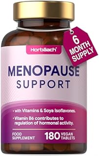 Menopause Supplement Tablets for Women | Perimenopause, Menopause & Postmenopause Support with SOYA Isoflavones & Vitamin B6 | 180 Vegan Tablets | by Horbaach