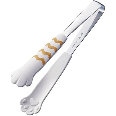 田辺金具 卓上トング きゃっちだにゃん しま 白