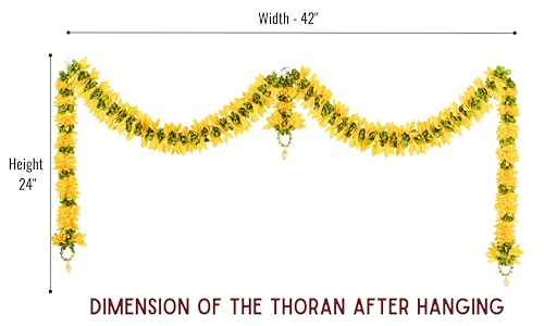 Image of Amazon Brand Umi - Toran for Main Door Entrance, Bandarwal for Festival, Pooja Mandir & Wedding, Handmade Traditional Flower Hanging for Home & Office Decor (42 inches 24 inches) Yellow
