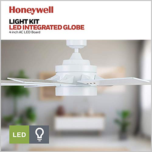 Image of Honeywell Ceiling Fans Xerxes Modern 62 Inch Ceiling Fan with Light, Remote Control Fan, LED Indoor Fan with 8 Blades, White and Gray Wash Blade Finish Options, White (51628-01)