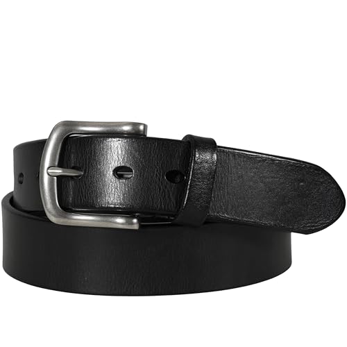 Genuine Cowhide Leather Belt, 38mm Width, Vintage Style with Antique Buckle, Dark Brown3