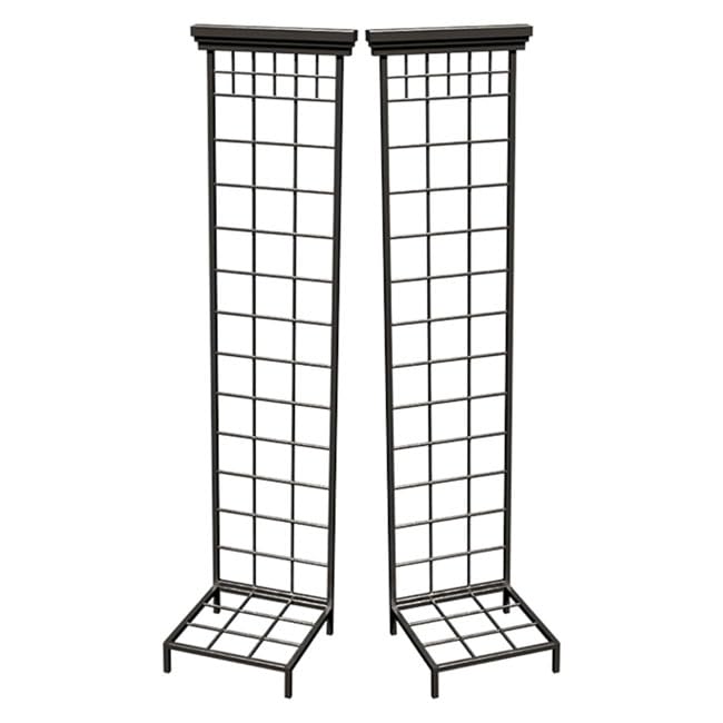 Panacea Mission Pot Trellis with Base, Set of 2 – 57.5' H Black Metal Trellises for Potted Plants – Mission-Style Garden Trellis with 13' Bases for Indoor or Outdoor Plant Support & Vertical Growth