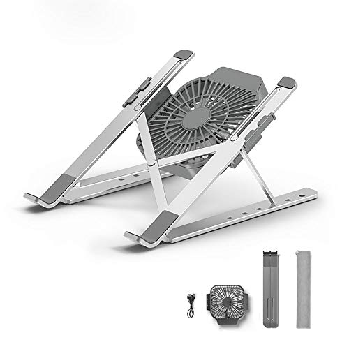 Stands Laptop, Aluminum Computer Riser, Ergonomic Laptops Elevator for Desk,Height & Angle Adjustable,with CPU Cooling Fans,Metal Holder Compatible with 11 to 17 Inches Notebook Computer, Silver