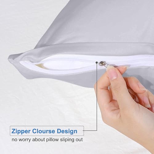 Image of Comfort Beddings Pack of 2 Travel Pillowcases 12x16 Premium 100% Cotton Blend Silver Travel Pillow Case Zipper Closure, Super Soft and Cozy Travel Pillow Covers (Size-12x16, Silver)
