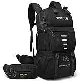 【BEQUERN UND ATMUNGSAKTIV】:Ergonomischer S-förmiger Schultergurt und verdickte Rückenlehne mit reichlich Schwamm Polsterung, helfen können den Druck auf Schulter und Rücken verringern. Atmungsaktives Netz bietet die beste Belüftung. Verstellbarer Schultergurt / Brustgurt / Hüftgurt zur Erhöhung der Stabilität des Trekking rucksack.