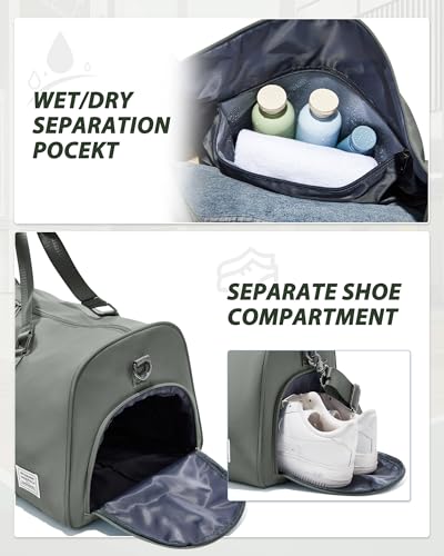 Image of Travel Duffle Bag,Weekender Overnight Bags for Women with Shoes Compartment,Tote Gym Bag Personal Item Carry On Bag for Travel Business Trips Sport Hospital Dance Dark Green