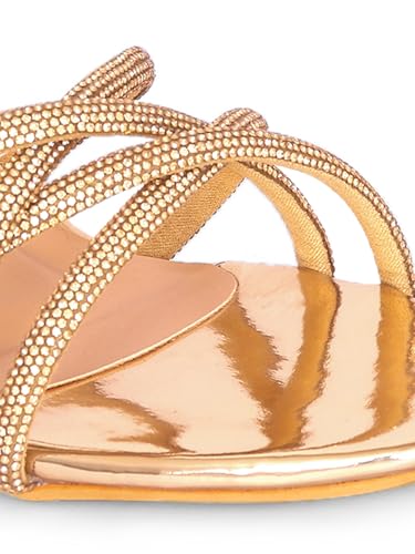 Image of ELLE Women's Glam Block Heel Sandals with Dazzling Strap Detail