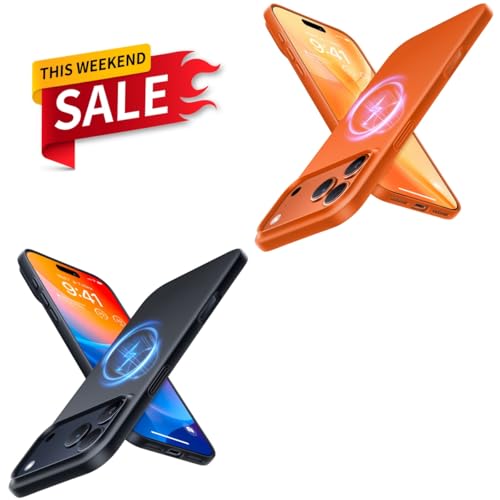 TORRAS Magnetic Slim Fit Bundle for iPhone 17 Pro — Black + Cosmic Orange Case