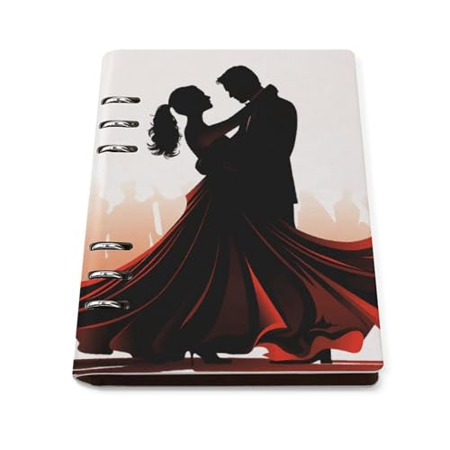 Cuaderno A5 Ballroom Dance de hojas sueltas recargable con 6 anillas y cubierta de piel sintética