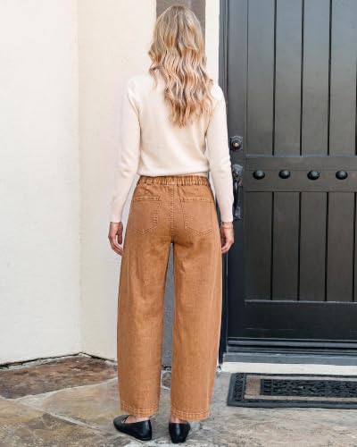 GRAPENT Jeans for Women Baggy Barrel Elastic Waist Stretchy Denim Pants - image 3