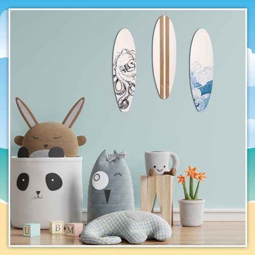 RattanView 3 Pieces Surfboard Wooden Beach Decor for Bedroom Surfboard Wall Decor Summer Surfboard Decor Wood Surfboard Wall Hanging Sign for Tropical Bedroom Living Room Decoration (Ocean) - Thumbnail 7