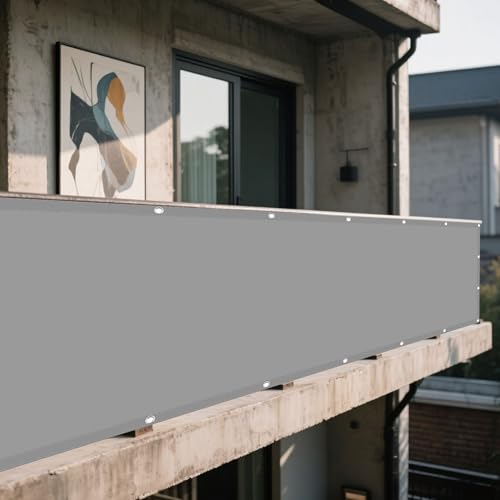 Voile d'ombrage pour terrasse gris clair résistant pluie et vent extérieur