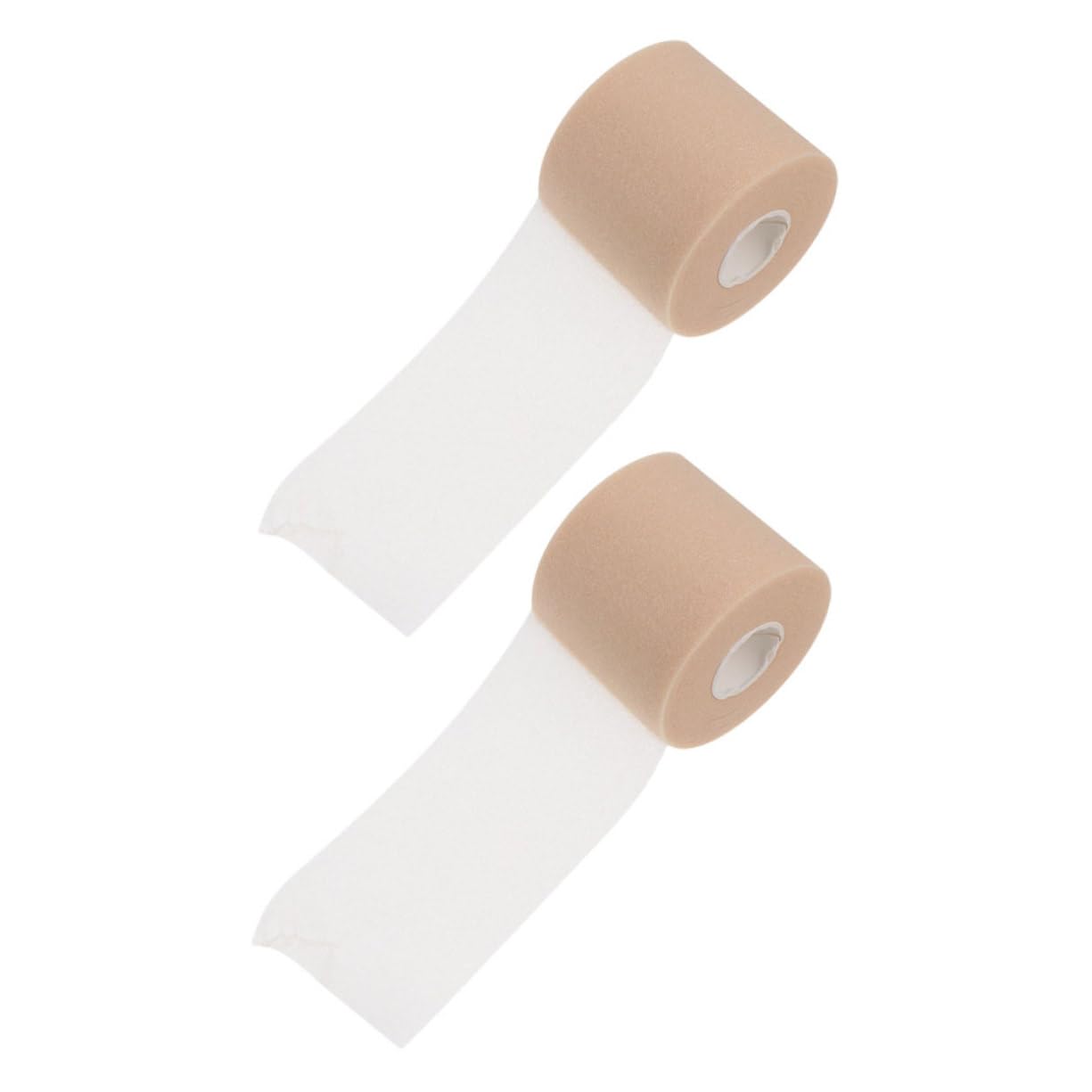 MOLUCKFU 2 Rolls Sports Athletic Tape Breathable Soccer Tape Atheltic Tape Self- Foam Underwrap Elastic Sport Tape Khaki Sponge